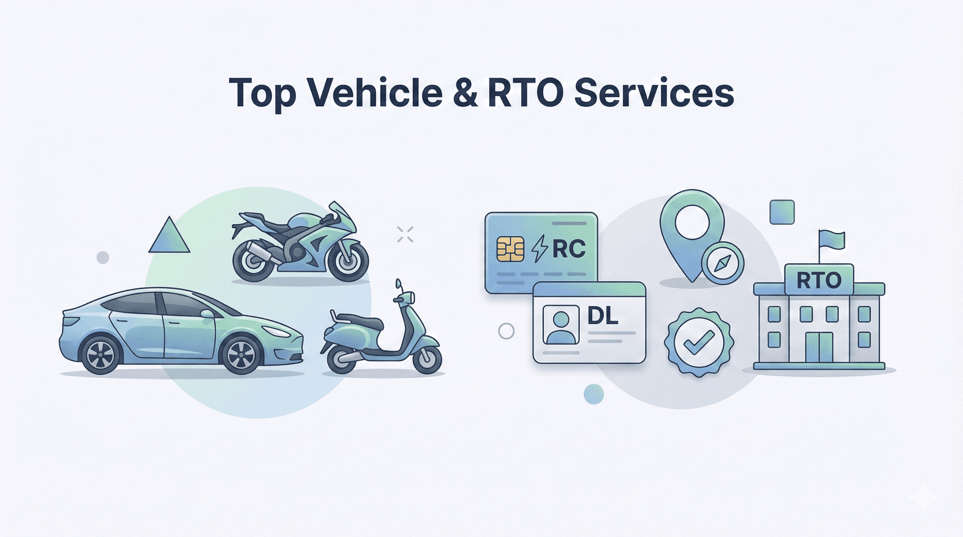 Illustration showing top vehicle and RTO services available in Chandigarh